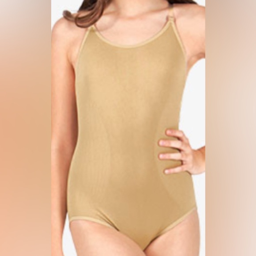 Natalie Dancewear Seamless Camisole Undergarment Leotard nude tan caramel MC NWT